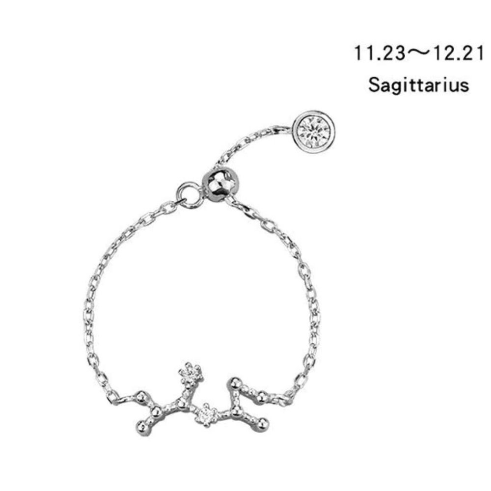 Sterling Silver Zodiac Resizable Ring-Sagittarius